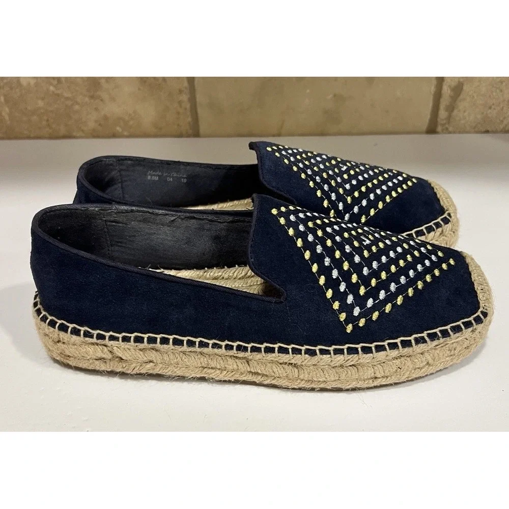 Women's Jack Rogers Luna Suede Espadrille Shoes Embroidered Slip‎ On Size 8.5